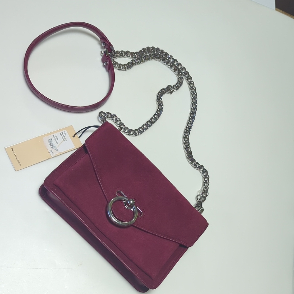 Rebecca Minkoff Jean Burgundy Wine Color Leather Suede Crossbody Bag Purse NWT